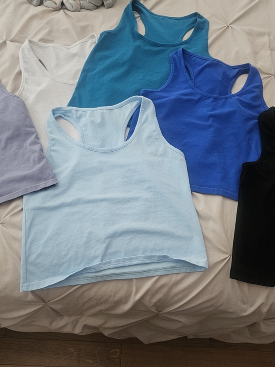 Tops - Women’s Racerback Crop Tank Top - Light Blue